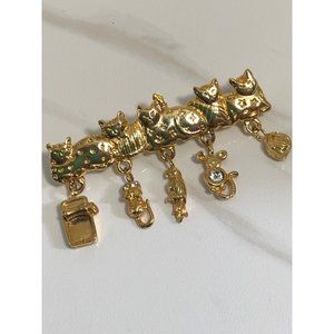 AJC Cat Brooch with Dangle Charms